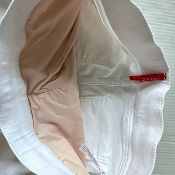 SPANX Women's‎ distressed white ankle skinny jeans jeggings sz L 20229R Pull On - Picture 10 of 11